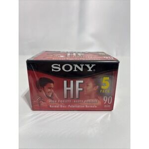 Blank Cassette Tape Lot 5 Sony HF Normal Bias 90 Minute High Fidelity New Sealed